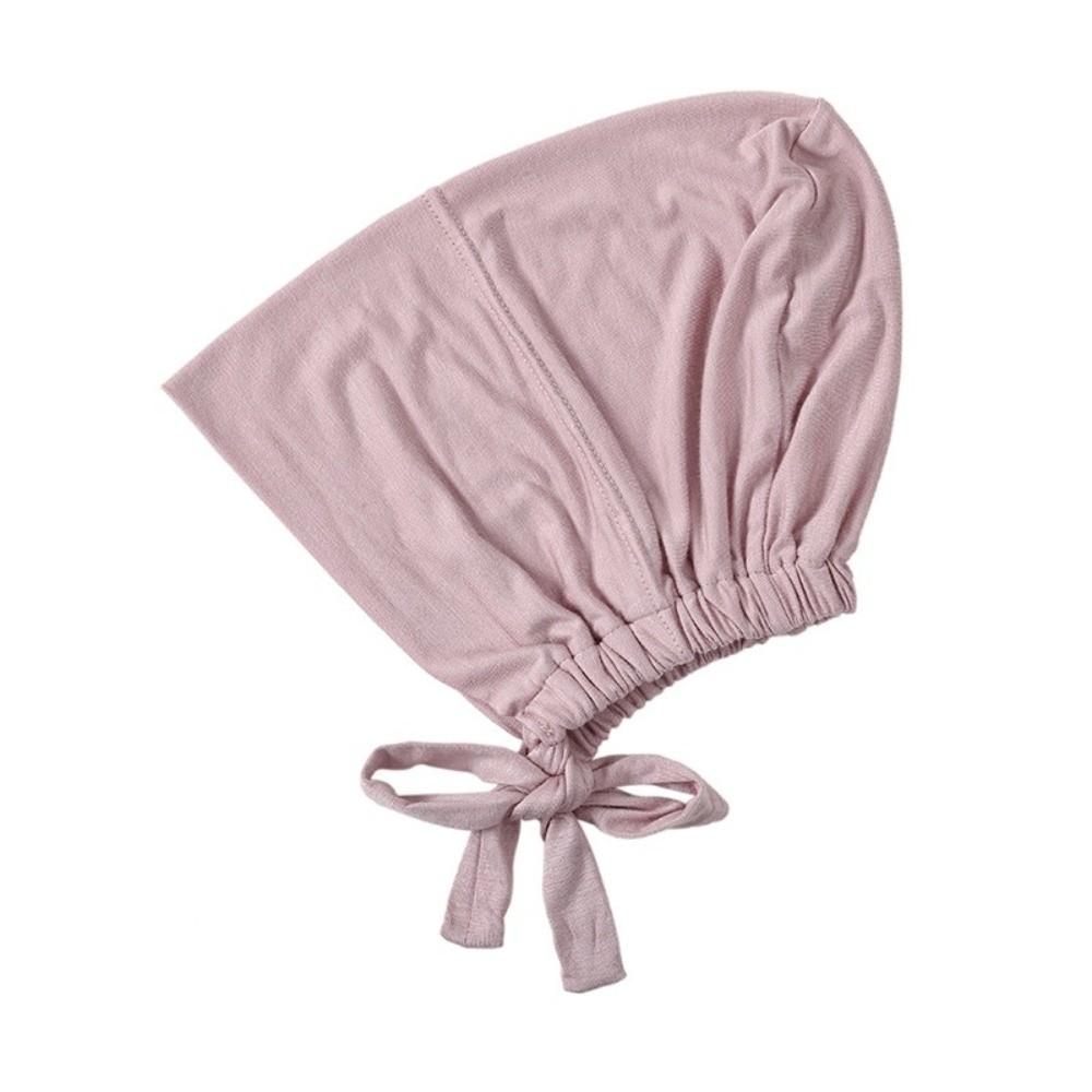 Solid Color Muslim Turban Hat Elastic Drawstring Hijab Caps New Design Headcover  Middle East Arab