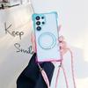 Gradient Case For Samsung Galaxy S25 Ultra S23 S22 S24 Plus 360 Ring Holder Magnetic Lanyard Four Corners Shockproof Strap Cover