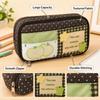 Polka Dot Zipper Pencil Pouch Patchwork Style Pen Storage Bag  Everyday Storage