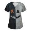 Women's Printing Uniform Work Uniform V-neck Pockets Basic Short Sleeve Pullover Top