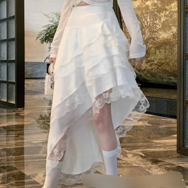 Korean Style Plus Size High Waist Patchwork Lace Skirt - Spring Collection
