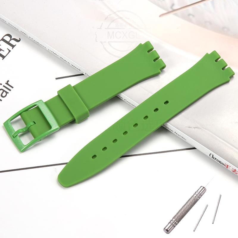 Silicone Watch Band For Swatch 17mm 19mm 20mm Pin Buckle Waterproof Bracelet Wristband Watch Accessories
