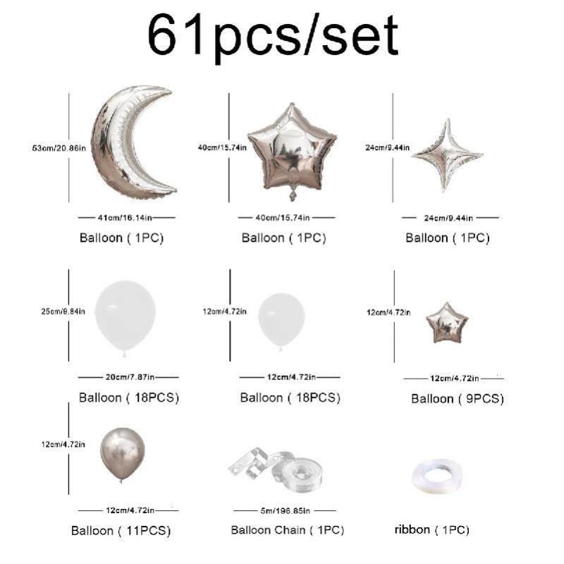 61Pcs Moon Star Balloon Set for Muslim EID Mubarak Festival Home DIY Decoration Ramadan Kareem Kids Birthday Party Ballon Globos