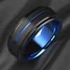 Fashion 8mm Stainless Steel Rings For Men Women Blue Groove Step Edge Black Brushed Engagement Rings Wedding Anniversary