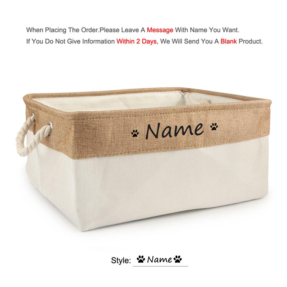 Free Custom Basket Cat Dog Toy Print Name Pet Storage Box DIY Toys Clothes Accessories Foldable Organize Customized