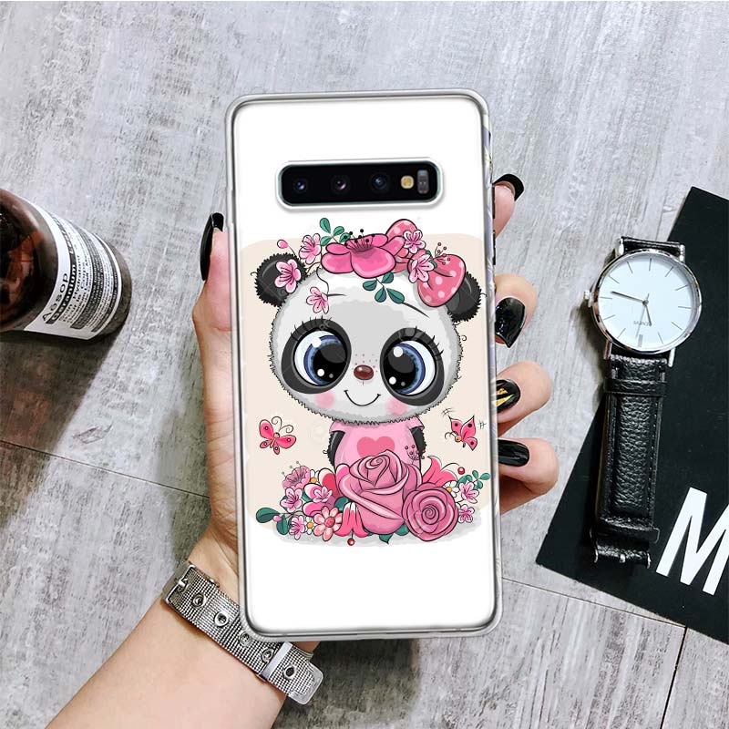 Lovely Panda Baby Cute Phone Case For Samsung Galaxy S20 FE S10 Plus S21 S22 Ultra S10E S9 S8 S7 Edge J4 + Fundas Cover Coque
