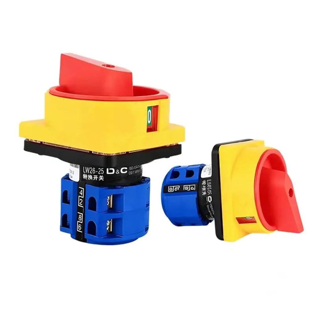 1pcs LW26-20/2GS 20A 25A 4 Pole Rotary Cam Transfer Switch, 2 Position ON-Off Changeover Switch with Padlock 8 Terminals Main Switch(25A)