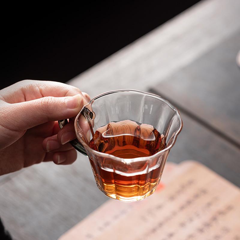 Japanese Style Heat-resistant Glass Tea Cups with Handle Household Transparent Small Capacity Kung Fu Single Cup Tea Ceremony