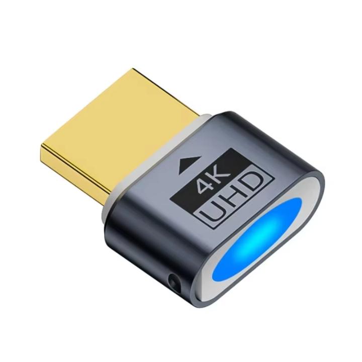 Adaptateur d'affichage virtuel HDMI 4K@60Hz Prise factice HDTV, Tête de charge factice GPU Émulateur d'affichage sans tête pour accès à distance au serveur et minage 4K 60hz with Lamp