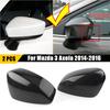 For Mazda 3 Axela 2014 2015- ABS Car Rearview Side Mirror Cover Wing Cap Exterior Door Housing Shell Trim Adhesive Sticker