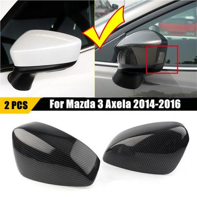 Cubierta de espejo retrovisor lateral para Mazda 3 Axela 2014 - Tapa de ala de carcasa de puerta exterior Embellecedor adhesivo ABS Fibra de carbono