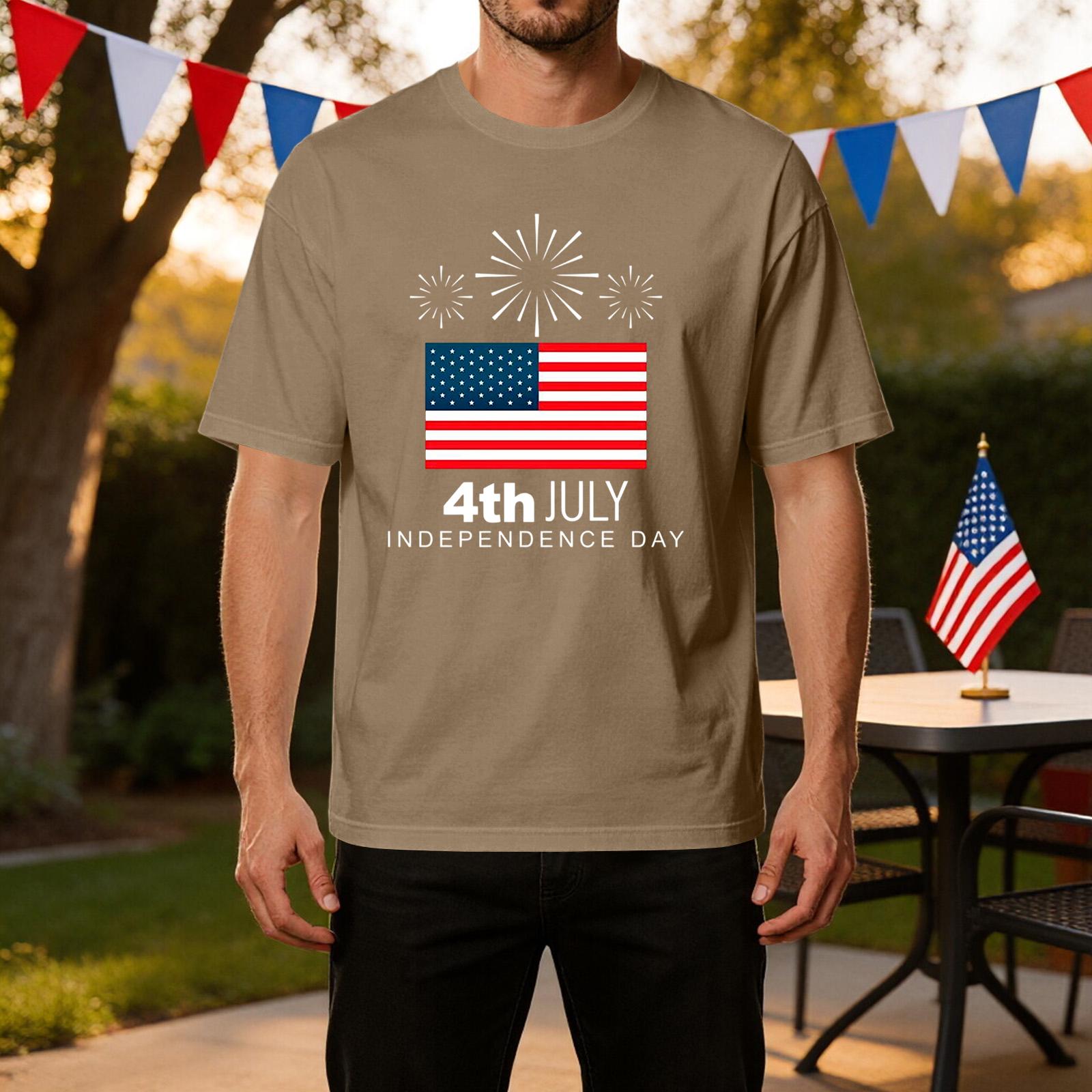 

Men s Independence Day T Shirt 4th July Printed Casual Athletic Ice Silk Fabric Short Sleeve Tee Shirt for Outdoor Activities XXL