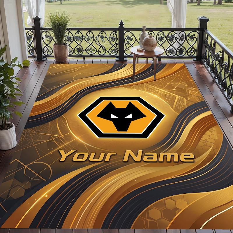 Custom Text Printed Rug Wolverhampton Wanderers Football Non Slip Floor Carpet For Home Room Decor