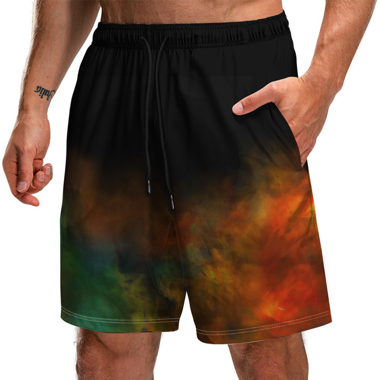 

Мужские забавные пляжные шорты, тонкие шорты черного цвета с 3D-принтом и карманами на шнурке S оранжевый