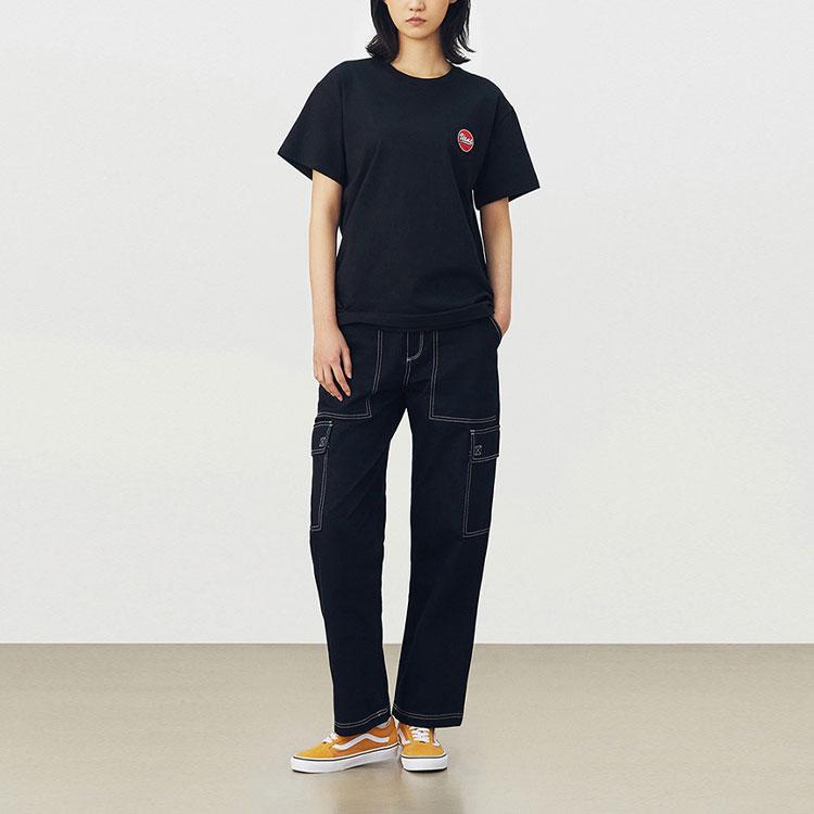 Vans Checkerboard Logo Print Loose Casual Short Sleeve T-Shirt Unisex Tops Black VN0A4UTRBLK