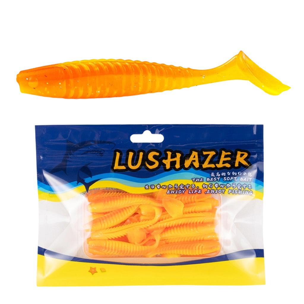 20 Pcs Floating Soft T-tail Threaded for Mandarin Fish Bass