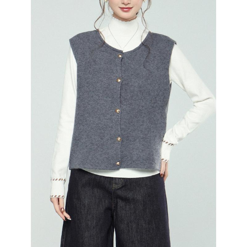 

2025 Winter Women s Plus Size Solid Color Cardigan, Single-breasted, Middle-aged 2XL