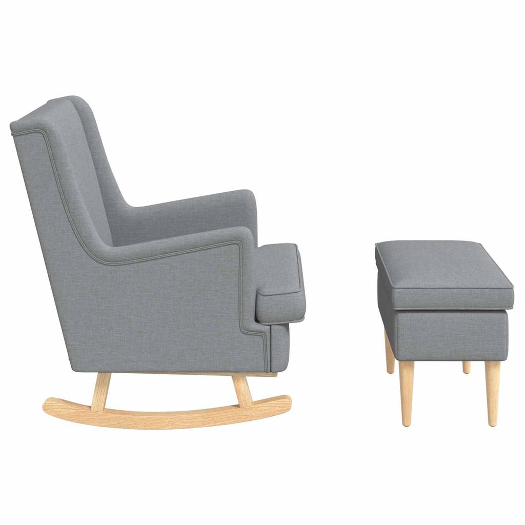 Armchair with Ottoman 2 pcs. Light Gray Fabric