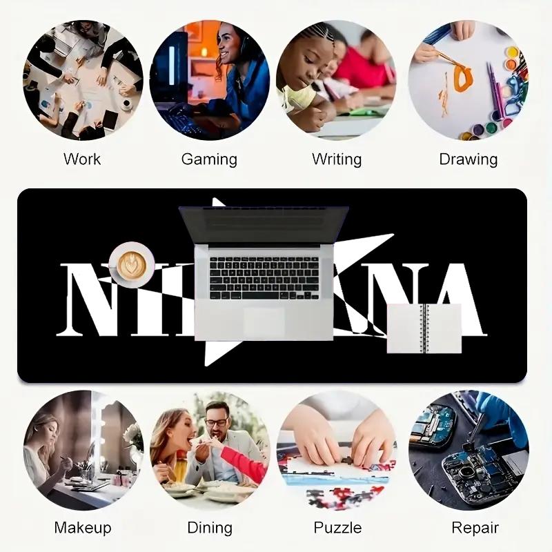 1Pc Nirvana Music Legend Gaming Mouse Pad Keyboard Desk Mat Non-slip Rubber Lock Edge Waterproof Computer Mousepad for Office Home Decor Y1357