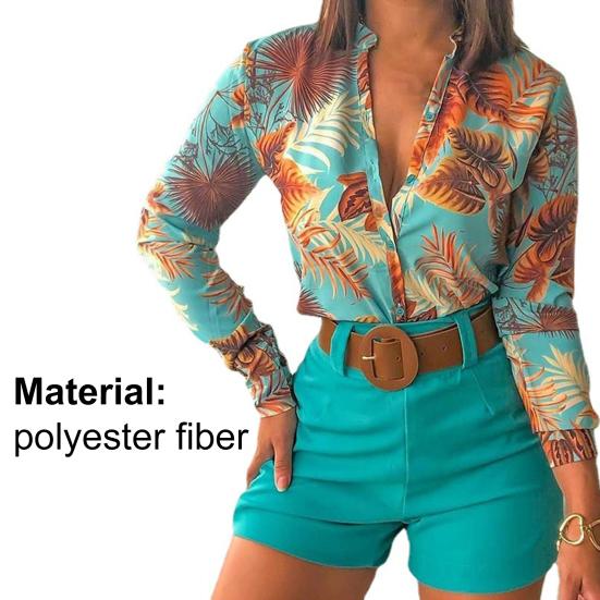 Elegantes Büro-Damenhemd Stehkragen Einreihig Blumendruck Langarm Knöpfe Bluse für Frühling/Sommer