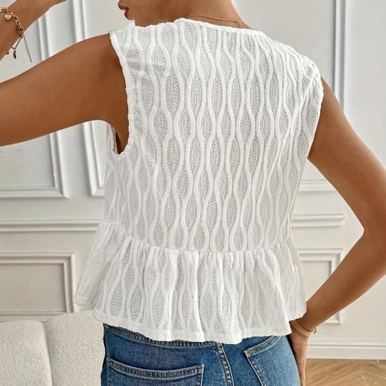 Women's Tie Front Tank Top Summer Crew Neck Sleeveless Flowy Shirts Casual Beach Vacation