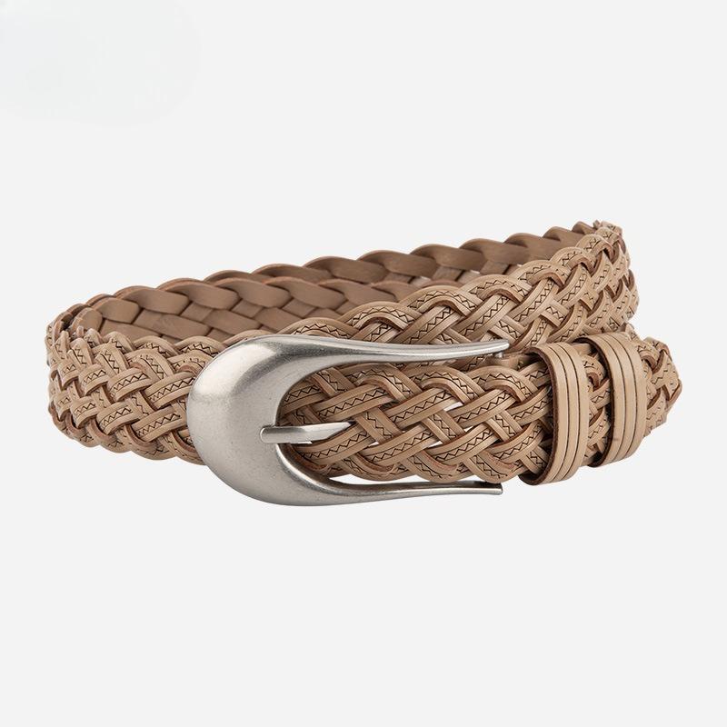 

Non-hole Braided Women s Belt Retro Versatile Match Casual Pants Jeans Women s Decorative Belt 110cm