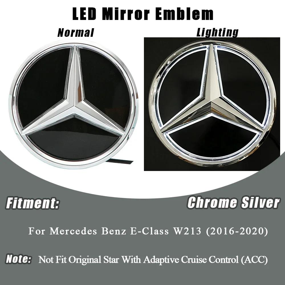 Calandre avant 3D Miroir Étoile Emblème Logo Noir Brillant et Argent Chrome Pour Mercedes Benz Classe E W213 2016-2020 E200 E2