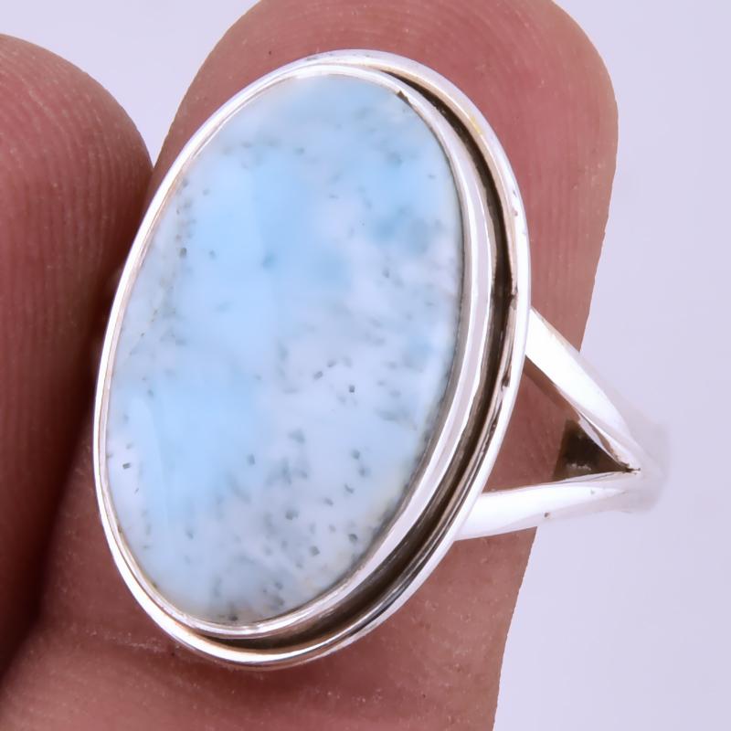 

Natural Republic Larimar Gemstone Handmade 925 Sterling Silver Ring S.9 t6r47