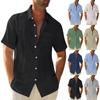 Cardigan Estivo da Uomo con Colletto e Taschino a Maniche Corte, Top Camicia Monocolore