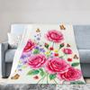 Pink Roses And Butterflies Print Flannel Throw Blankets for Couch Bed