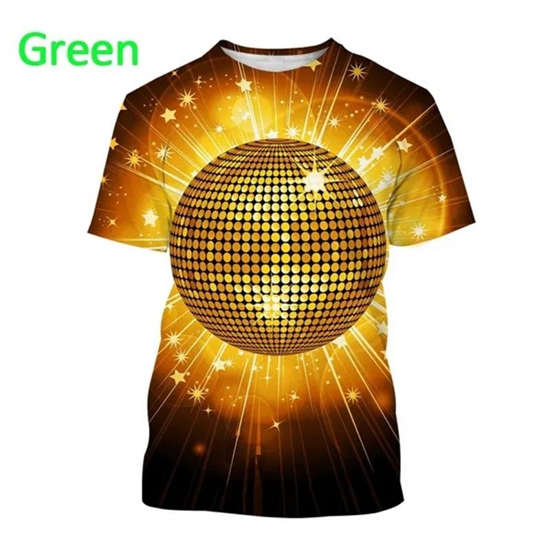 New Party Disco Ball Print Tshirt Short Sleeved O Neck Plus Size T Shirt For Men Women Casual Cool Hip-hop Streetwear Tee Tops
