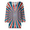Women's Neck Independence Day Printed Striped Short Sleeve T-Shirt Top