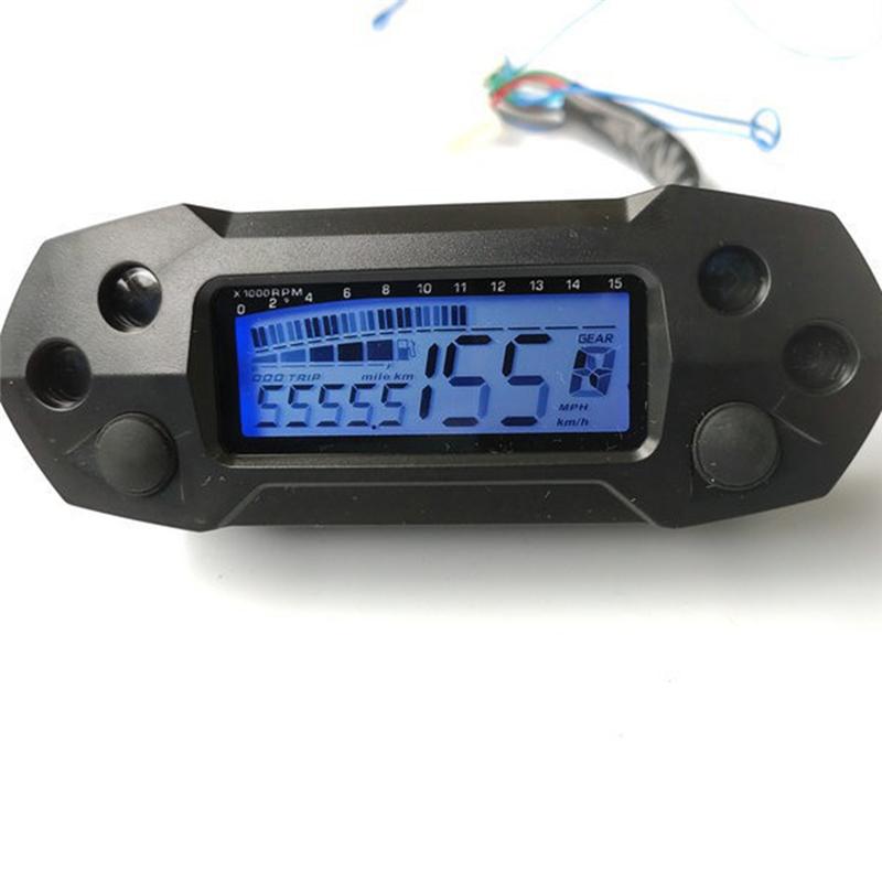 ABLZ-Universal Motorcycle LCD Digital Speedometer Electric Modified Mini Adjustable Oil Meter Odometer Speed Meter