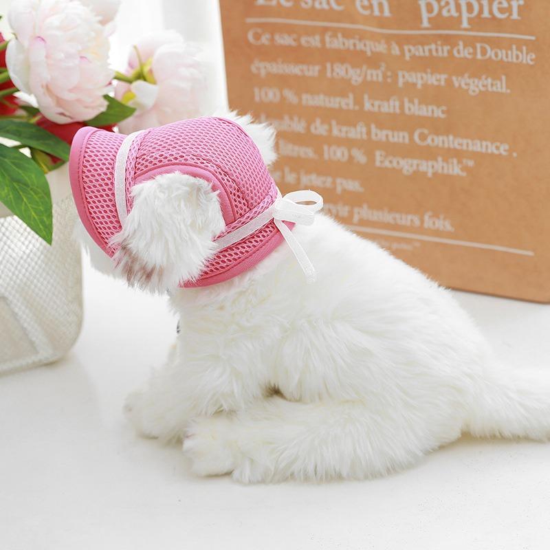 Haustierhut Atmungsaktiver Sonnenschutz Katzenhut Schleife Prinzessinnen-Stil Ohrloch Hundekappe Für Katzen Und Hunde