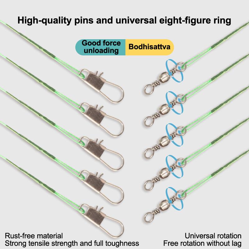 10Pcs 15Cm/5.9Inch Fishing Leaders Wire 125Lb Heavy Unusual Duty Anti-Bite Steel Line With Swivels And Snaps