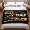 Barber Salon Theme Soft Blanket Personalized Custom Name Text Print Warm Blanket Home Sofa Bedroom Decor
