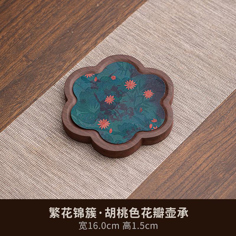 Yishi tea talk walnut color tea tray tray retro household pot bearing zen dry bubble tray waterproof tea mat