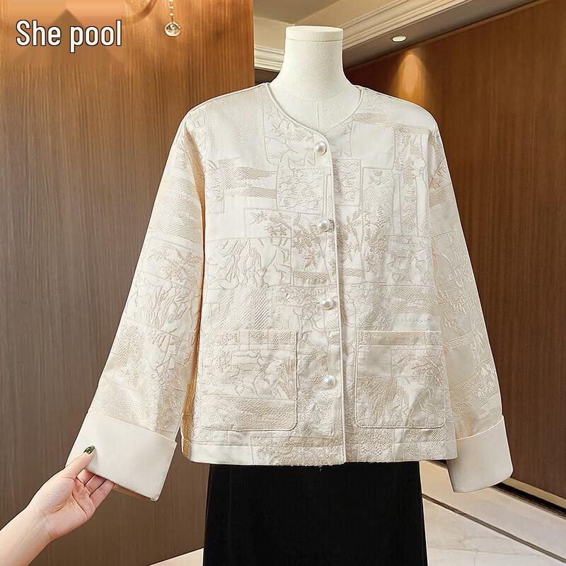 Tachic Neo-Chinese Style Jacquard Round Neck Cardigan L