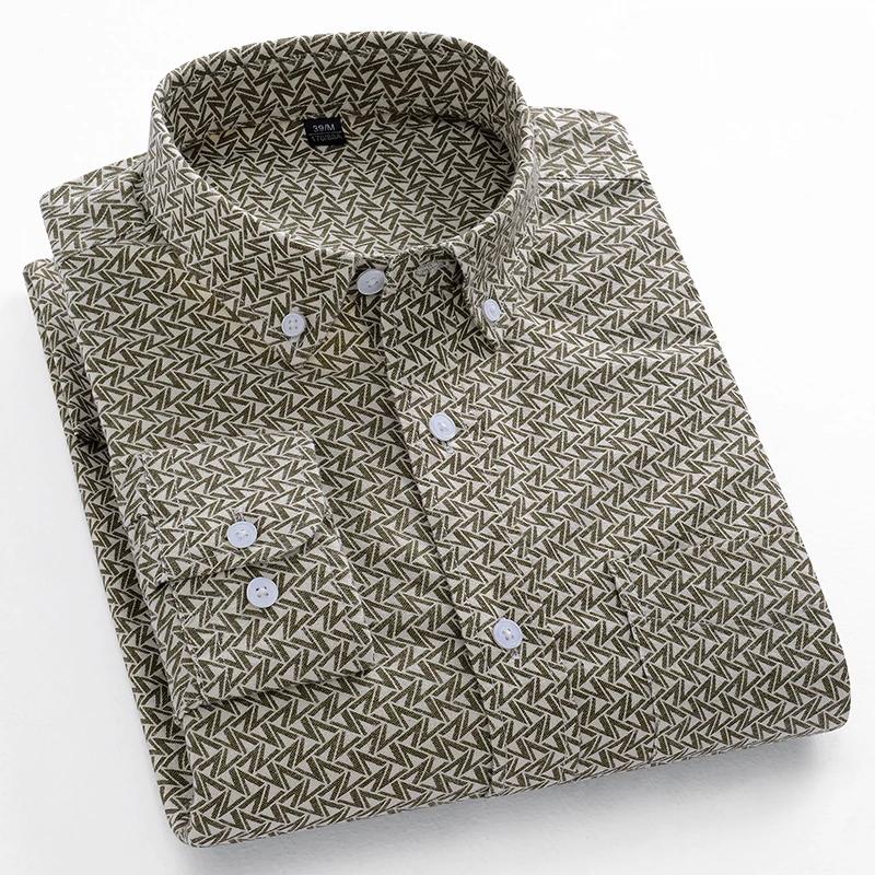 Modische koreanische Trends lässige langärmlige Hemden für Herren Slim Fit schlichtes Hemd 100% Baumwolle karierte gestreifte Oberteile weiche Designerkleidung