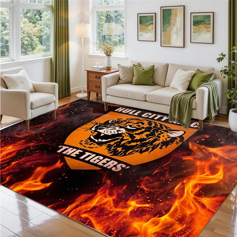 Hull City Fußball Design Kristall Samt Teppich Weiche Dekorative Matte für Schlafzimmer Eingang