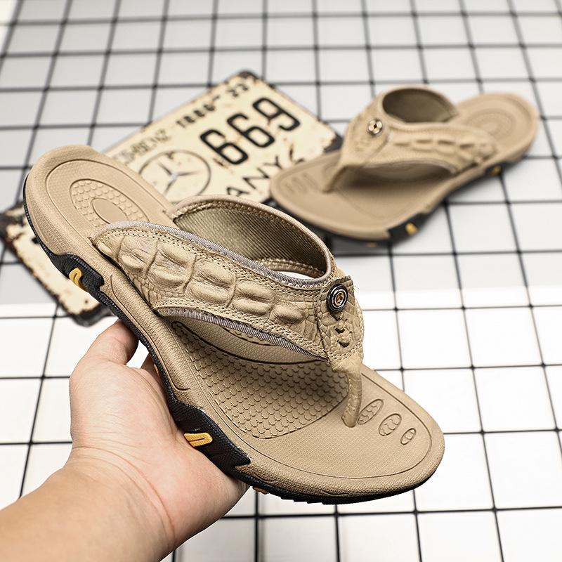 Men's Casual Non-slip Leather Sport Flip-flops for Summer Beach & Outdoor Wear