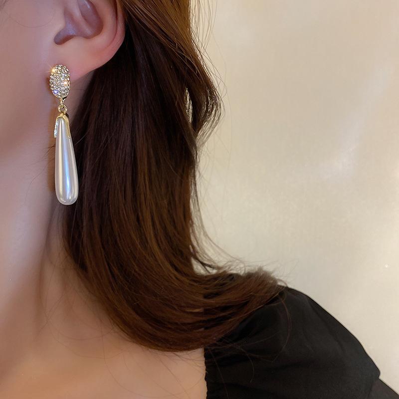 Vintage Simple Drop Earrings Long Water Drop Zircon Earrings for Women Girls Statement Zircon Gifts