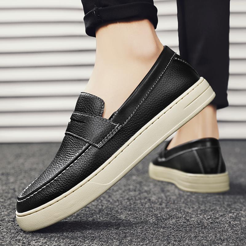 2024 Men Leather Casual Shoes Outdoor Lightweight Flat Fashion Sports Shoes Comfortable Sneakers Luxury Loafers Driving Shoes
