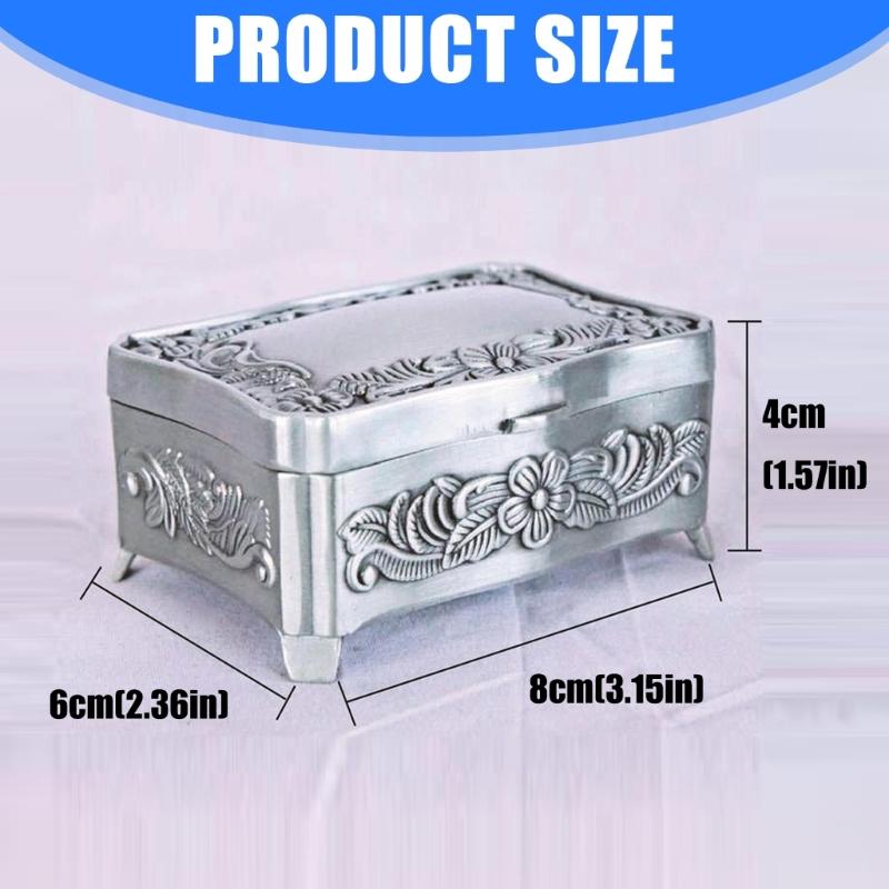 Engraved Alloy Jewelry Box With Multi Compartment Storage For Earrings Necklaces Rings