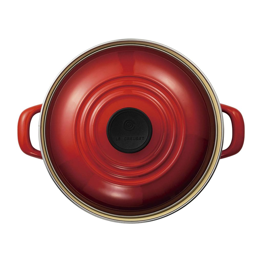 Le Creuset EOS Cherry Cast Compatible Japanese Casserole, 20cm, Red, Iron, Enamel, Gas/Induction [Official Product]