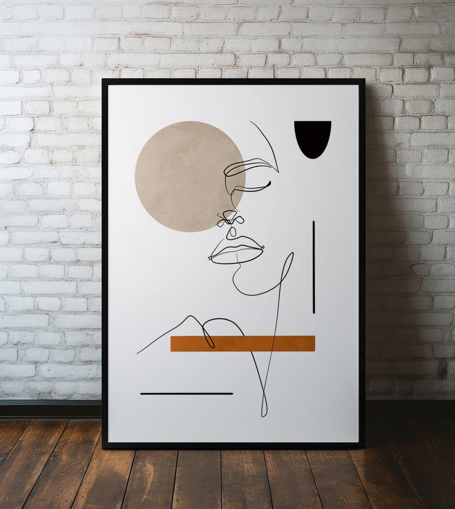 Poster Portrait Boho Modern Line In Black Frame