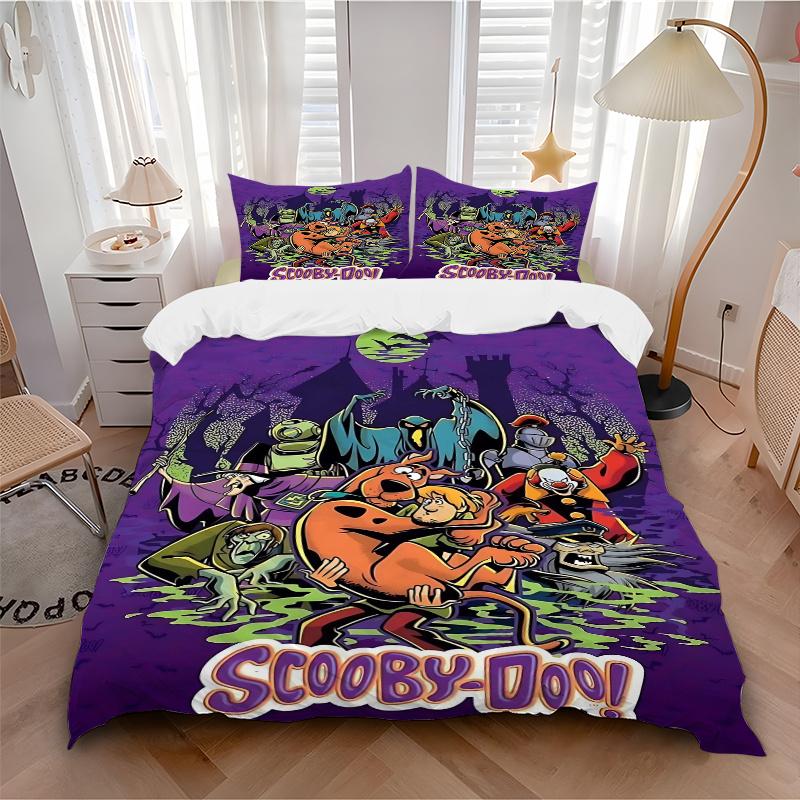 3pcs Scooby Doo Mystery Unfolds Printed Bedding Set, Soft and Comfortable Quilt Cover for Bedroom, Guest Room .H078