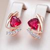 Sparkling Purple Natural Zircon English Earrings For Women Fashion  Rose Gold Color Vintage Party Daily Jewelry