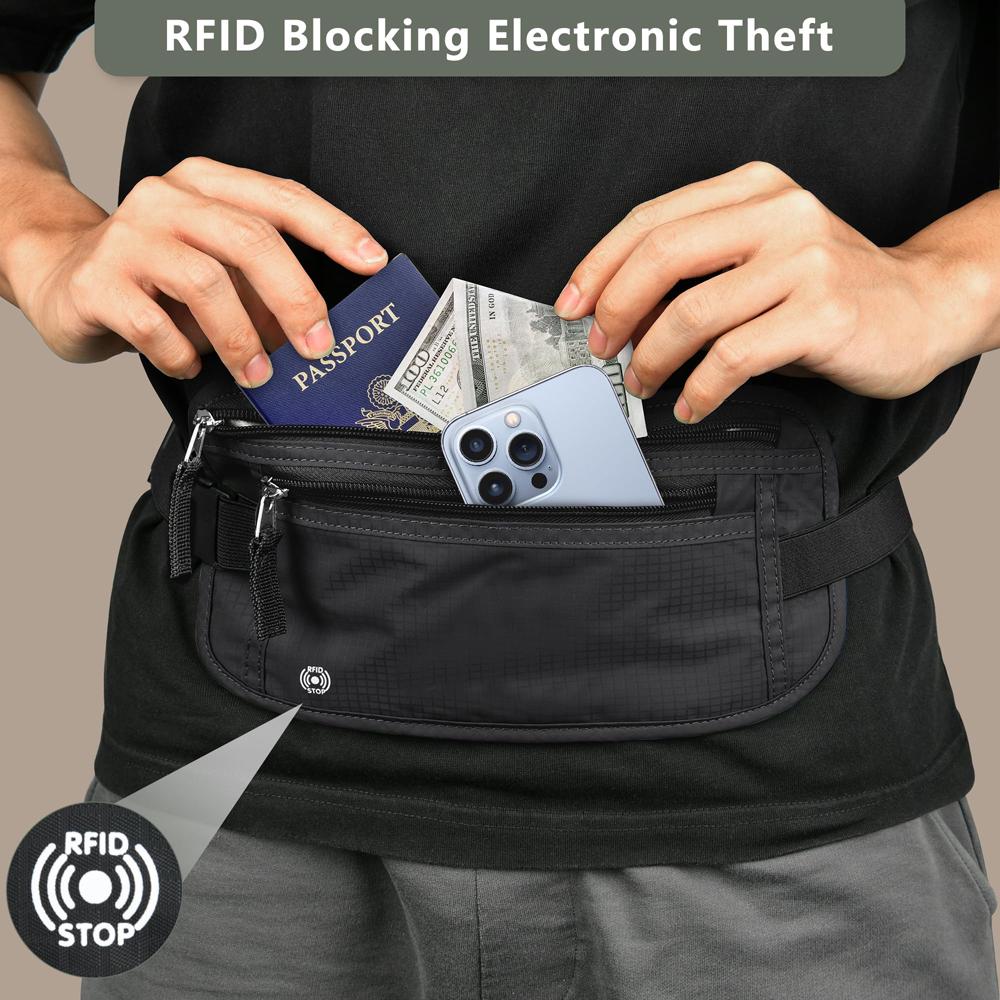 Hırsızlığa Karşı RFID Korumalı Seyahat Fanny Paketi Pasaport Tutucu İnce Seyahat Cüzdanı Kadınlar ve Erkekler için
