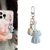 Soft Flocking Blue Elephant Keychain Lovely Animal Designs Sturdy Keyring for Kids Adults